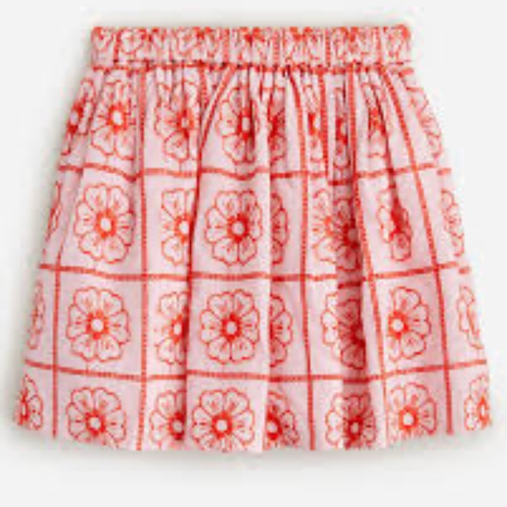 Crewcuts Red and White Floral Skater Skirt